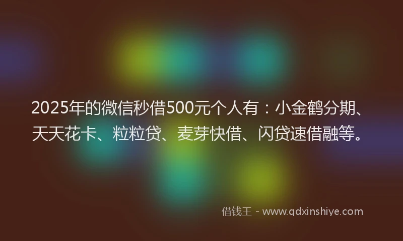 2025年的微信秒借500元个人有：小金鹤分期、天天花卡、粒粒贷、麦芽快借、闪贷速借融等。