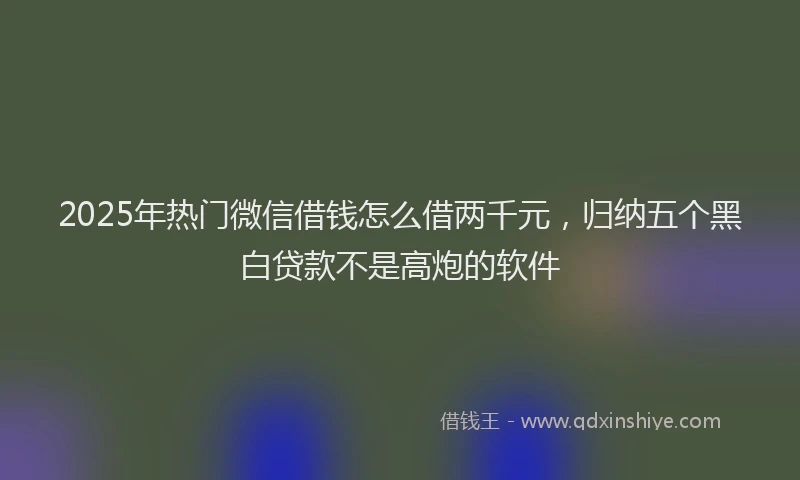 2025年热门微信借钱怎么借两千元，归纳五个黑白贷款不是高炮的软件