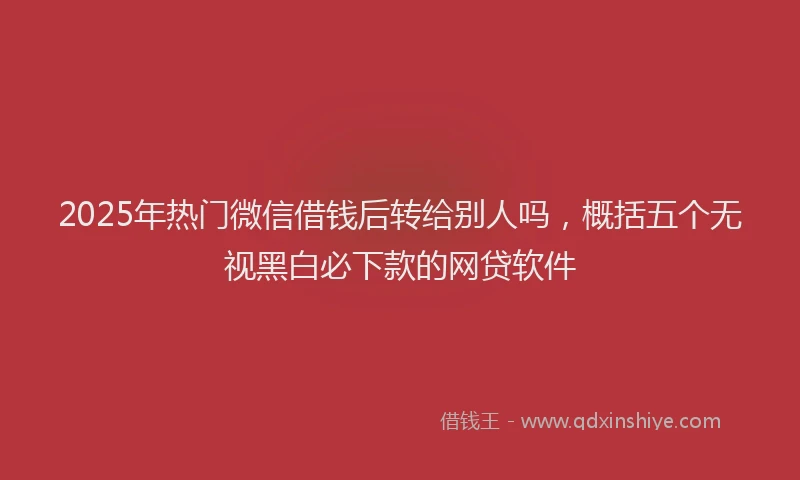 2025年热门微信借钱后转给别人吗，概括五个无视黑白必下款的网贷软件