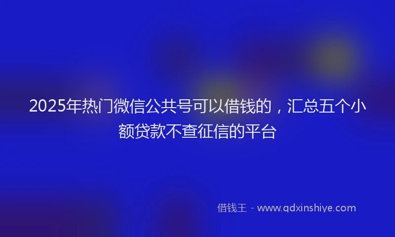 2025年热门微信公共号可以借钱的，汇总五个小额贷款不查征信的平台