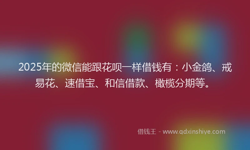 2025年的微信能跟花呗一样借钱有：小金鸽、戒易花、速借宝、和信借款、橄榄分期等。