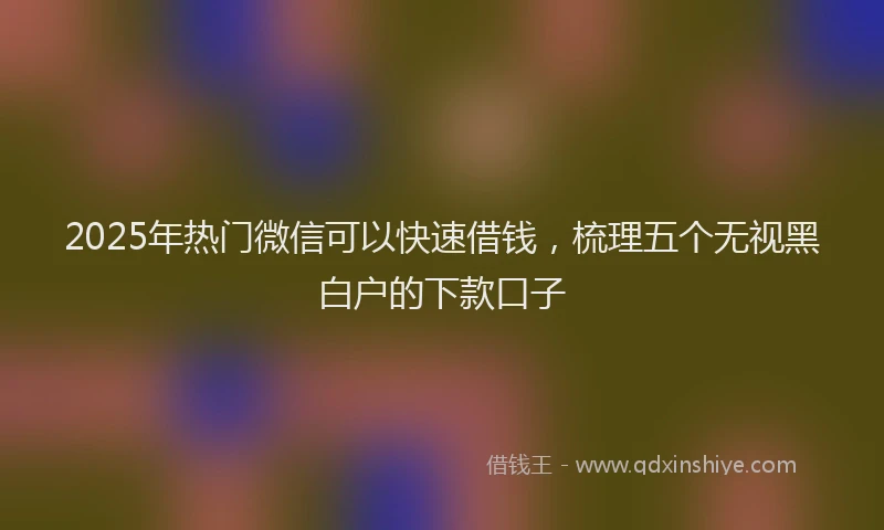 2025年热门微信可以快速借钱，梳理五个无视黑白户的下款口子