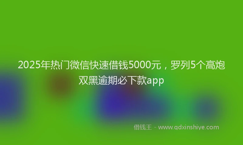 2025年热门微信快速借钱5000元，罗列5个高炮双黑逾期必下款app