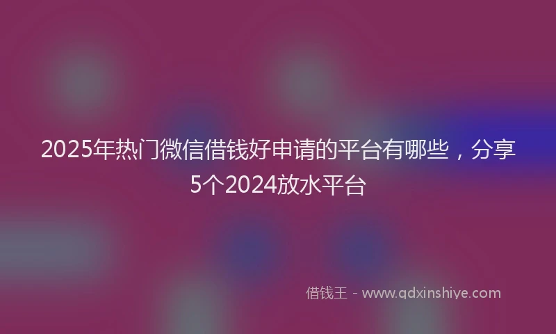 2025年热门微信借钱好申请的平台有哪些，分享5个2024放水平台