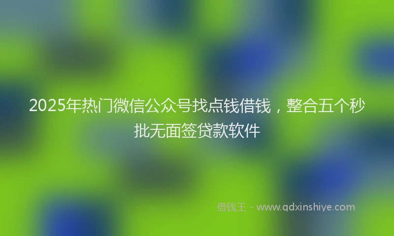 2025年热门微信公众号找点钱借钱，整合五个秒批无面签贷款软件