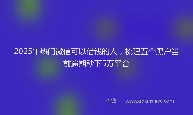 2025年热门微信可以借钱的人，梳理五个黑户当前逾期秒下5万平台