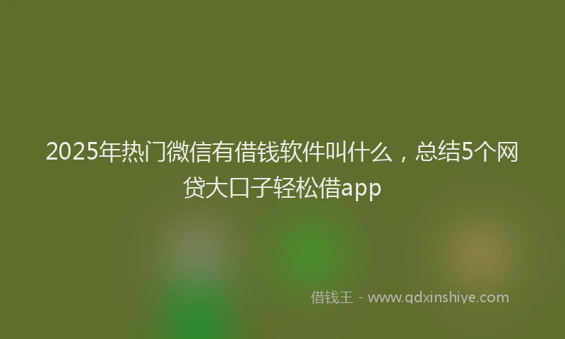 2025年热门微信有借钱软件叫什么，总结5个网贷大口子轻松借app