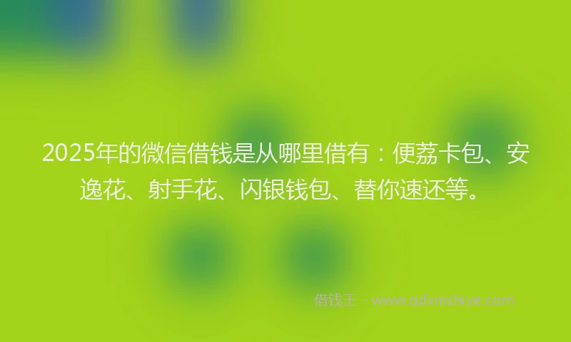 2025年的微信借钱是从哪里借有：便荔卡包、安逸花、射手花、闪银钱包、替你速还等。