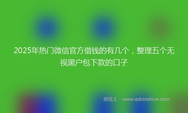 2025年热门微信官方借钱的有几个，整理五个无视黑户包下款的口子