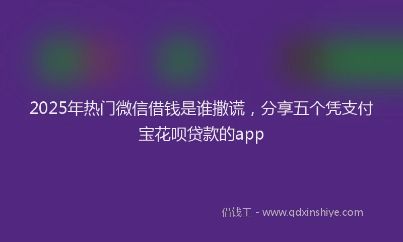 2025年热门微信借钱是谁撒谎，分享五个凭支付宝花呗贷款的app