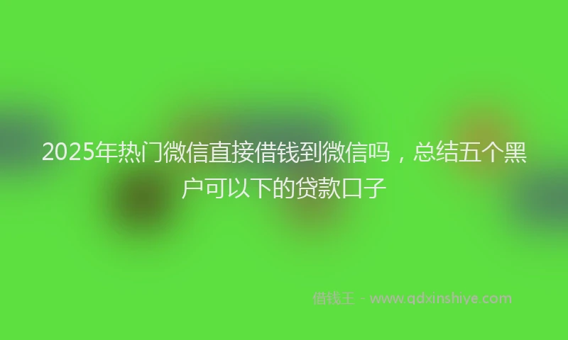 2025年热门微信直接借钱到微信吗，总结五个黑户可以下的贷款口子