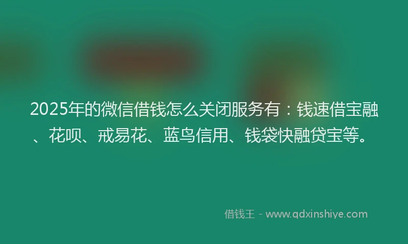 2025年的微信借钱怎么关闭服务有：钱速借宝融、花呗、戒易花、蓝鸟信用、钱袋快融贷宝等。