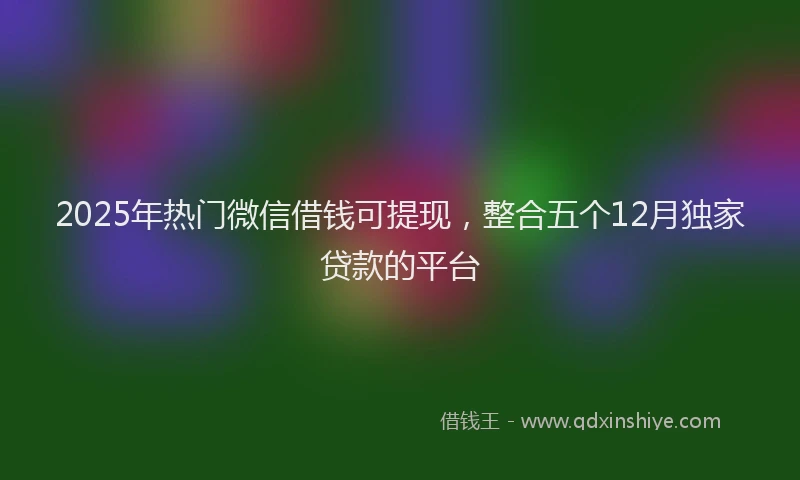2025年热门微信借钱可提现，整合五个12月独家贷款的平台