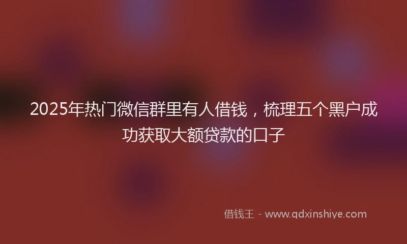 2025年热门微信群里有人借钱，梳理五个黑户成功获取大额贷款的口子
