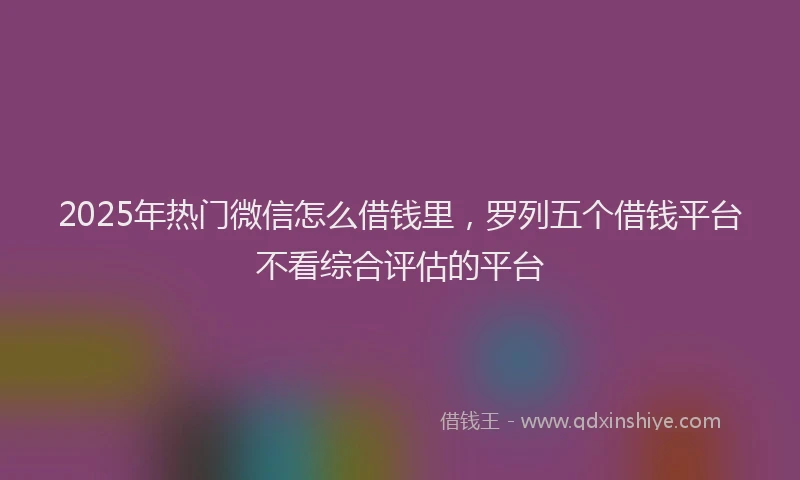 2025年热门微信怎么借钱里，罗列五个借钱平台不看综合评估的平台