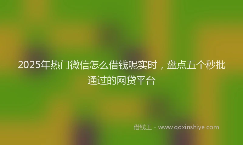 2025年热门微信怎么借钱呢实时，盘点五个秒批通过的网贷平台