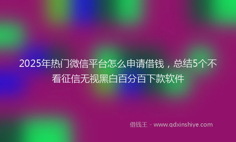 2025年热门微信平台怎么申请借钱，总结5个不看征信无视黑白百分百下款软件