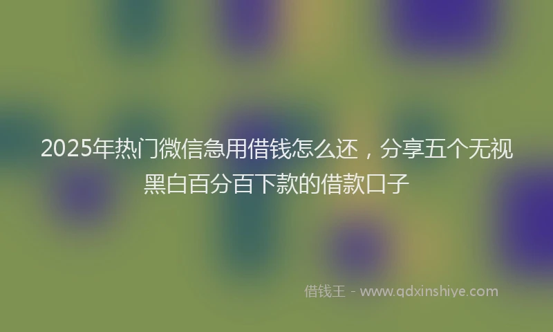 2025年热门微信急用借钱怎么还，分享五个无视黑白百分百下款的借款口子