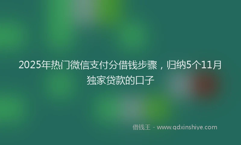 2025年热门微信支付分借钱步骤，归纳5个11月独家贷款的口子