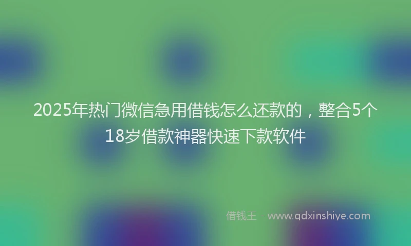 2025年热门微信急用借钱怎么还款的，整合5个18岁借款神器快速下款软件