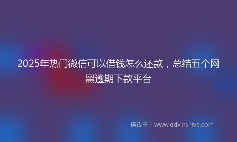 2025年热门微信可以借钱怎么还款，总结五个网黑逾期下款平台