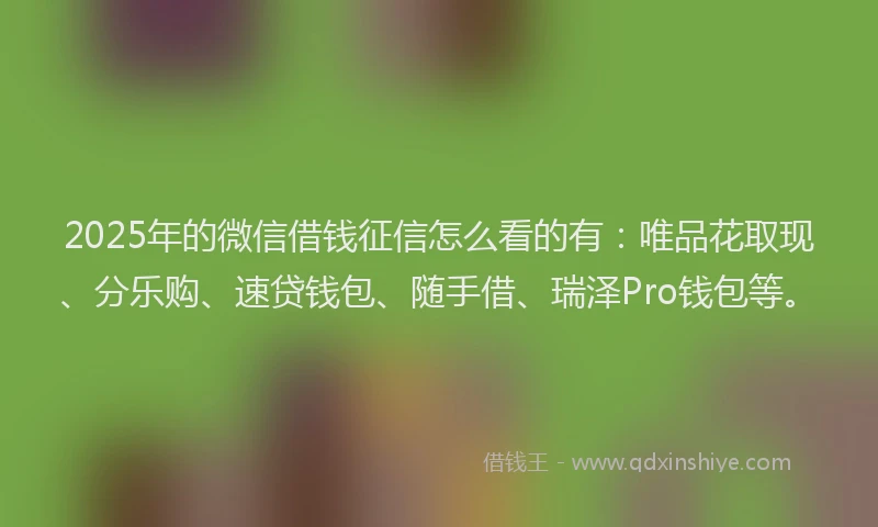 2025年的微信借钱征信怎么看的有：唯品花取现、分乐购、速贷钱包、随手借、瑞泽Pro钱包等。