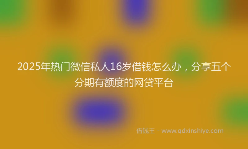 2025年热门微信私人16岁借钱怎么办，分享五个分期有额度的网贷平台