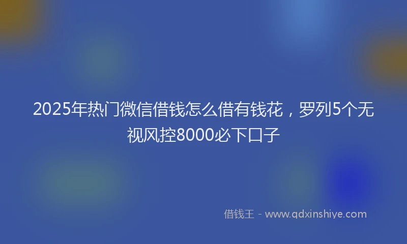 2025年热门微信借钱怎么借有钱花，罗列5个无视风控8000必下口子