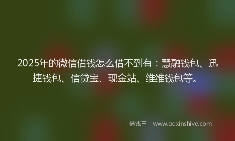 2025年的微信借钱怎么借不到有：慧融钱包、迅捷钱包、信贷宝、现金站、维维钱包等。
