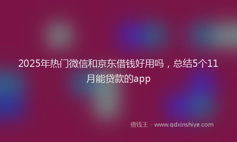 2025年热门微信和京东借钱好用吗，总结5个11月能贷款的app