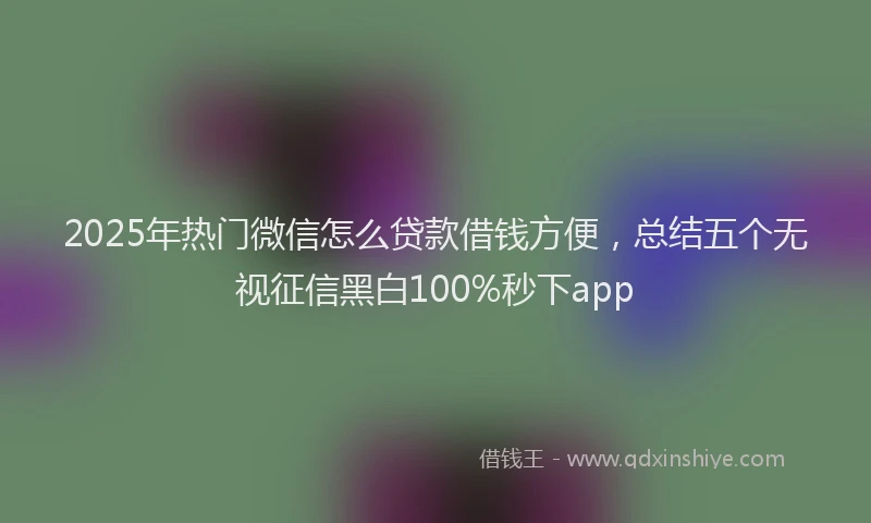 2025年热门微信怎么贷款借钱方便，总结五个无视征信黑白100%秒下app