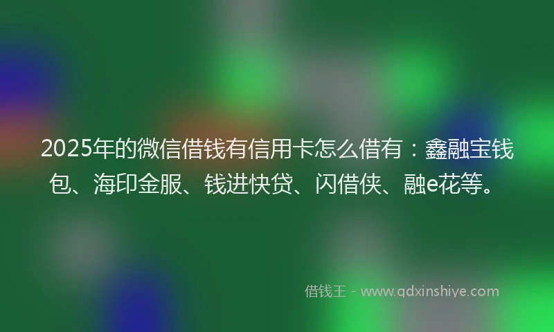 2025年的微信借钱有信用卡怎么借有：鑫融宝钱包、海印金服、钱进快贷、闪借侠、融e花等。