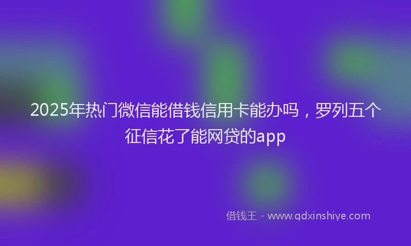 2025年热门微信能借钱信用卡能办吗，罗列五个征信花了能网贷的app