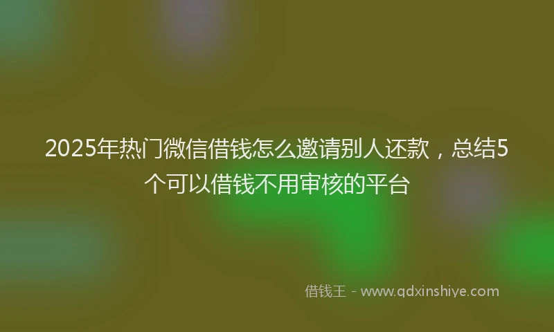 2025年热门微信借钱怎么邀请别人还款，总结5个可以借钱不用审核的平台