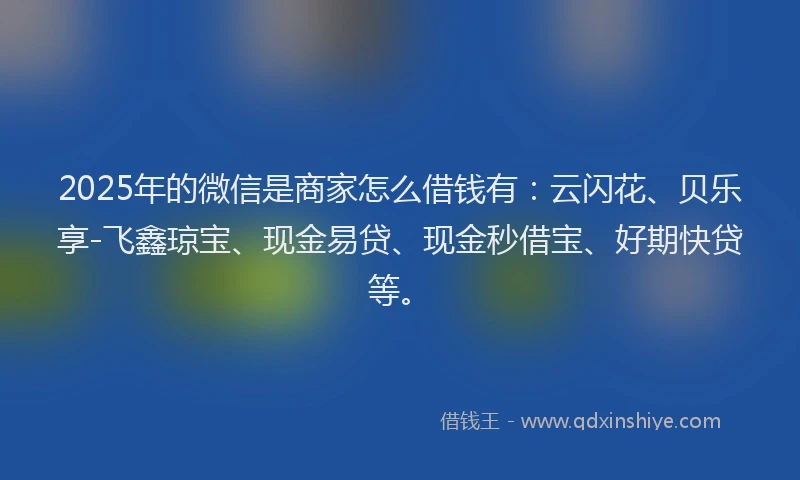 2025年的微信是商家怎么借钱有：云闪花、贝乐享-飞鑫琼宝、现金易贷、现金秒借宝、好期快贷等。