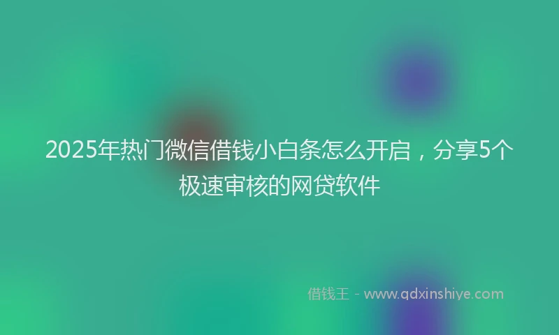 2025年热门微信借钱小白条怎么开启，分享5个极速审核的网贷软件