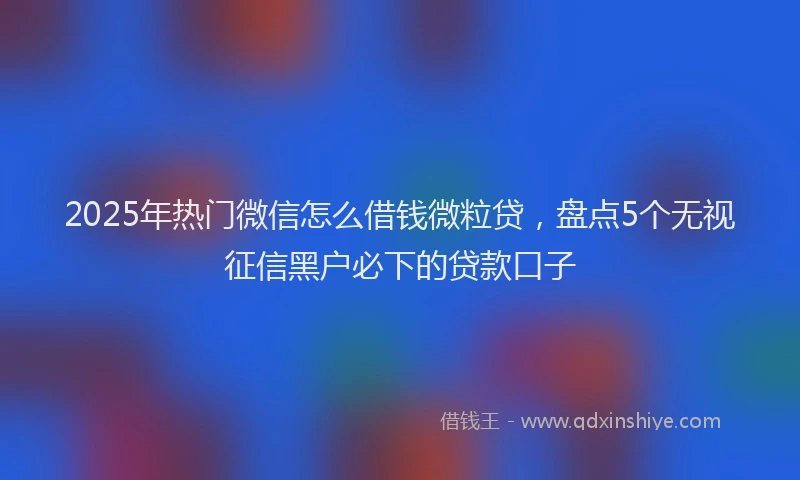 2025年热门微信怎么借钱微粒贷，盘点5个无视征信黑户必下的贷款口子