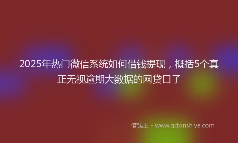 2025年热门微信系统如何借钱提现，概括5个真正无视逾期大数据的网贷口子