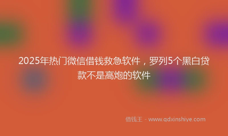 2025年热门微信借钱救急软件，罗列5个黑白贷款不是高炮的软件