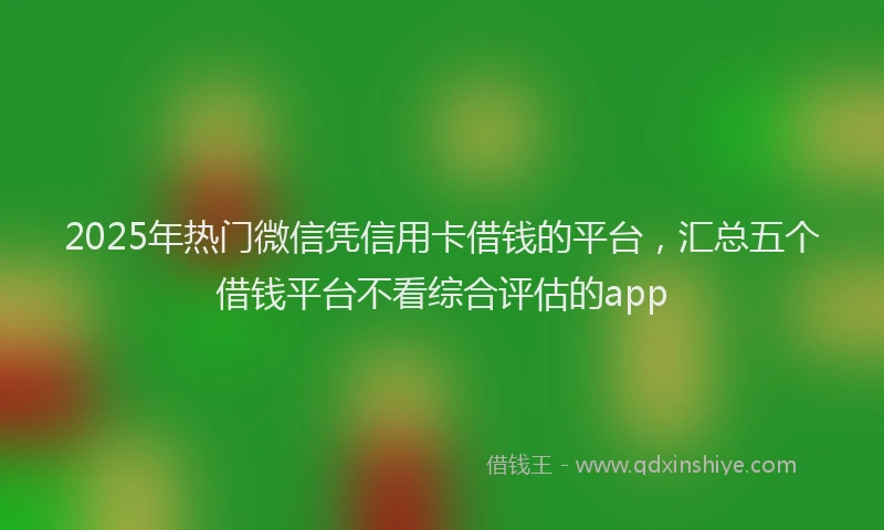 2025年热门微信凭信用卡借钱的平台，汇总五个借钱平台不看综合评估的app