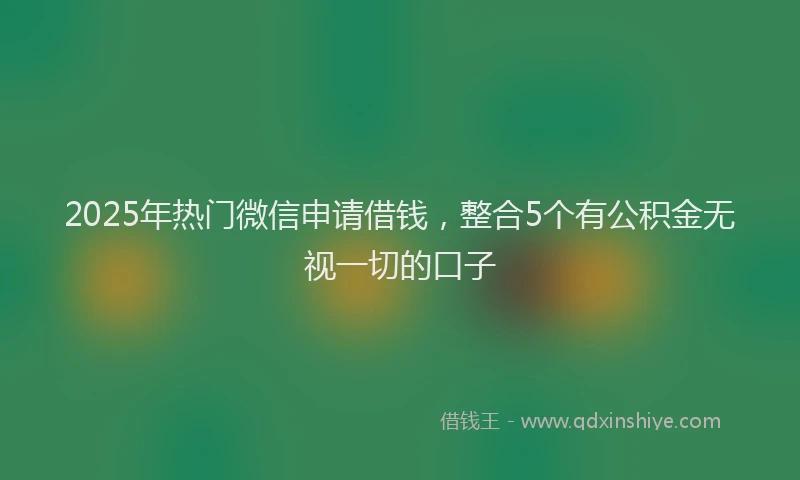 2025年热门微信申请借钱，整合5个有公积金无视一切的口子