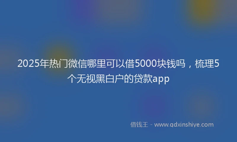 2025年热门微信哪里可以借5000块钱吗，梳理5个无视黑白户的贷款app