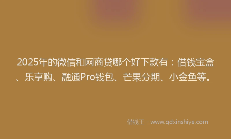 2025年的微信和网商贷哪个好下款有：借钱宝盒、乐享购、融通Pro钱包、芒果分期、小金鱼等。