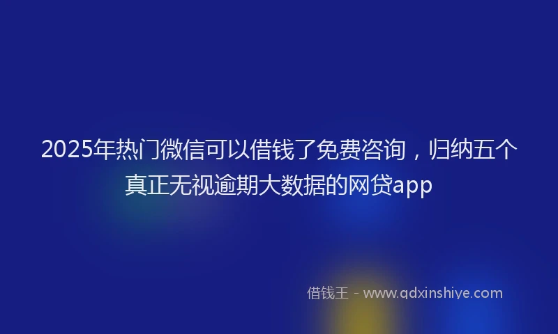 2025年热门微信可以借钱了免费咨询，归纳五个真正无视逾期大数据的网贷app