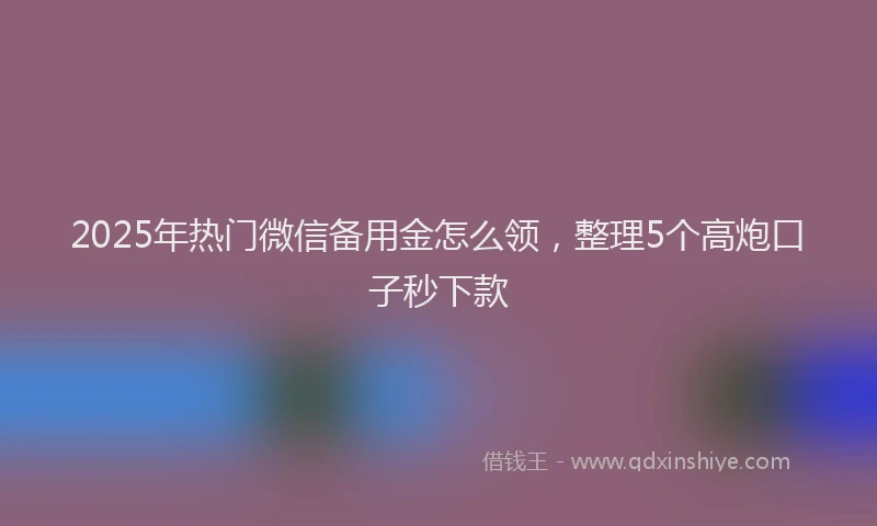 2025年热门微信备用金怎么领，整理5个高炮口子秒下款