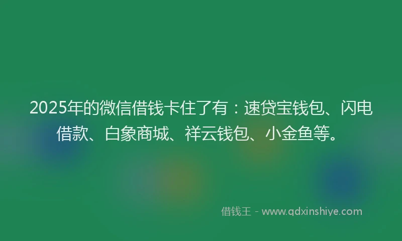 2025年的微信借钱卡住了有：速贷宝钱包、闪电借款、白象商城、祥云钱包、小金鱼等。