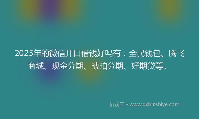 2025年的微信开口借钱好吗有：全民钱包、腾飞商城、现金分期、琥珀分期、好期贷等。