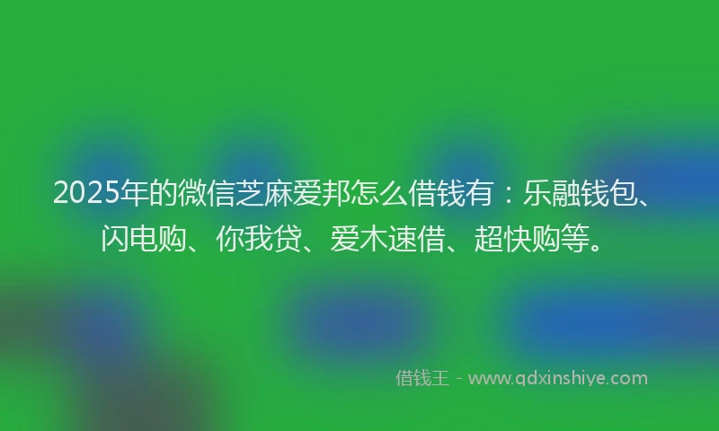 2025年的微信芝麻爱邦怎么借钱有：乐融钱包、闪电购、你我贷、爱木速借、超快购等。