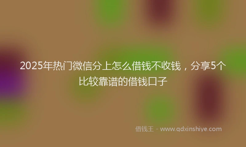 2025年热门微信分上怎么借钱不收钱，分享5个比较靠谱的借钱口子
