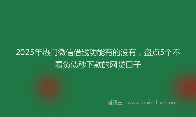 2025年热门微信借钱功能有的没有，盘点5个不看负债秒下款的网贷口子